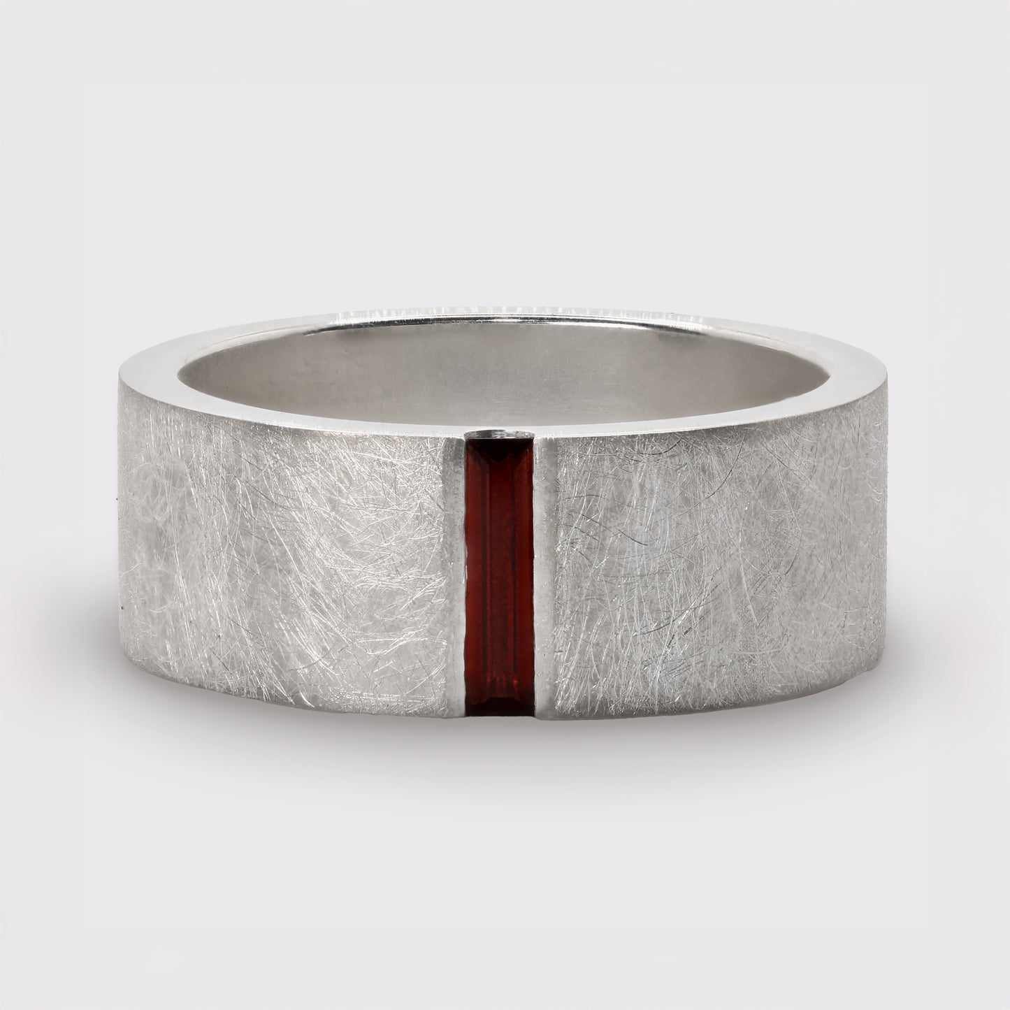 Garnet Baguette Brush Finished Band