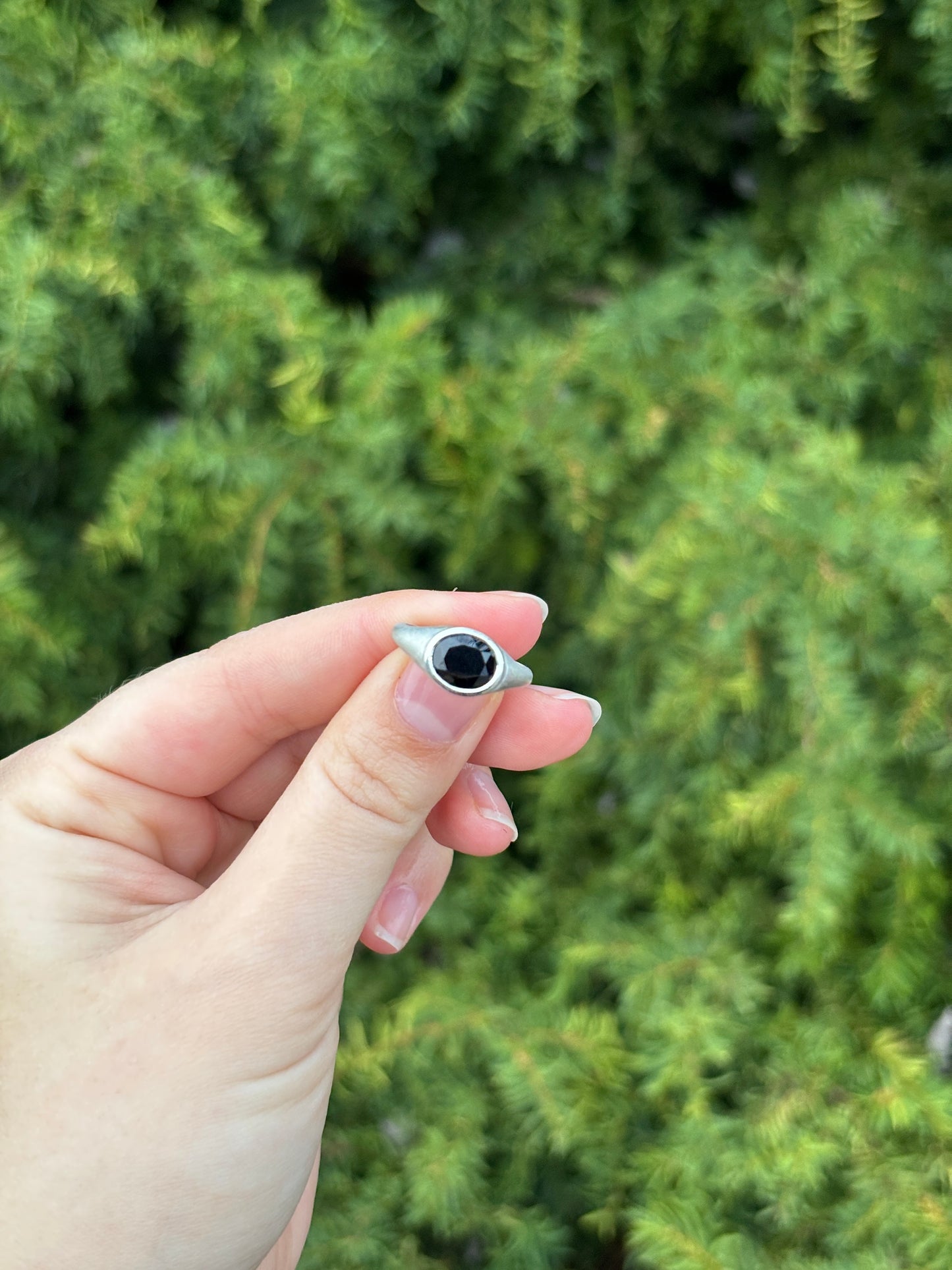 Sterling Silver Black Spinel Signet Ring