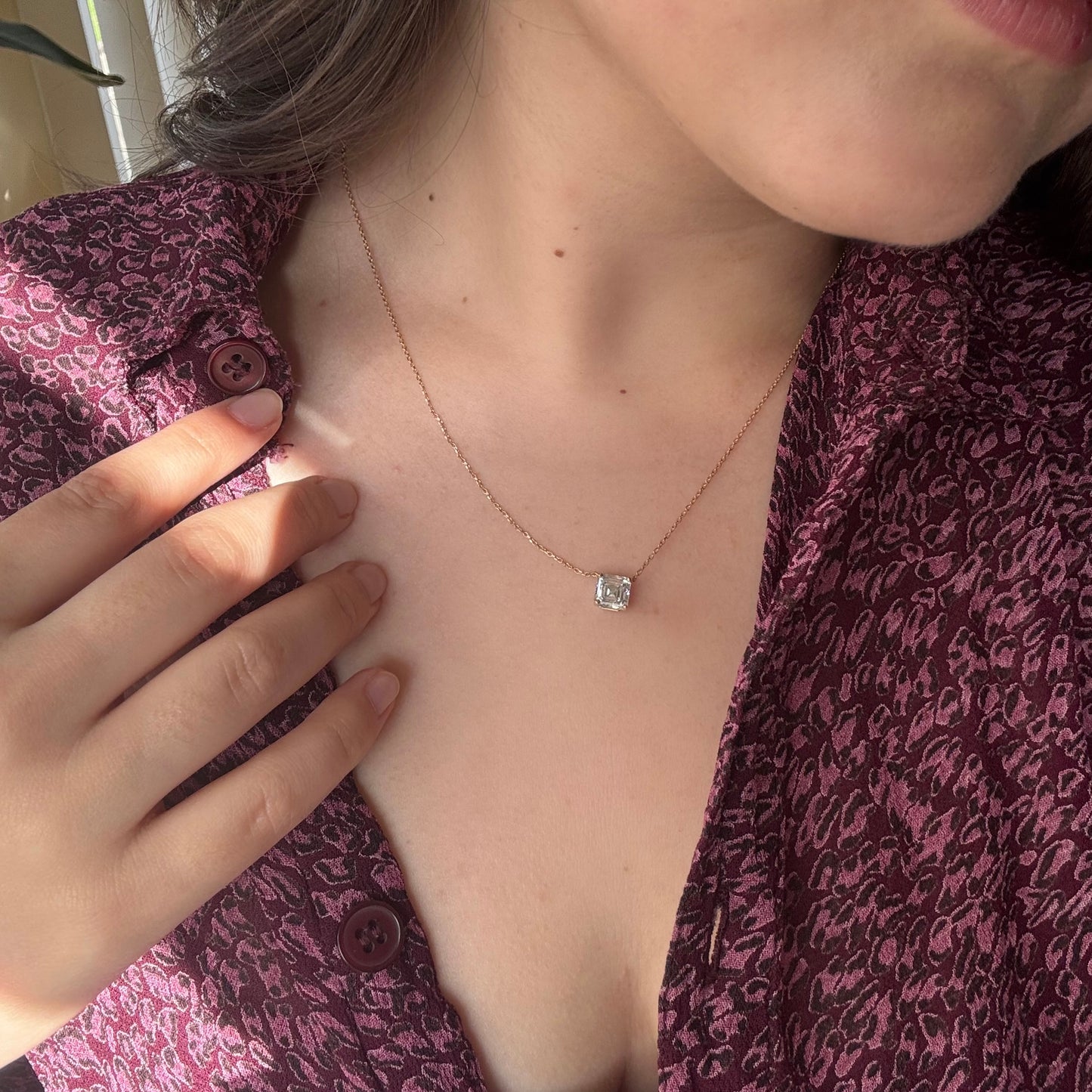 2ct Lab Asscher Cut Diamond Necklace