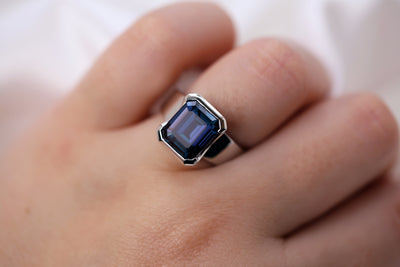 Lab Alexandrite 10k White Gold Ring