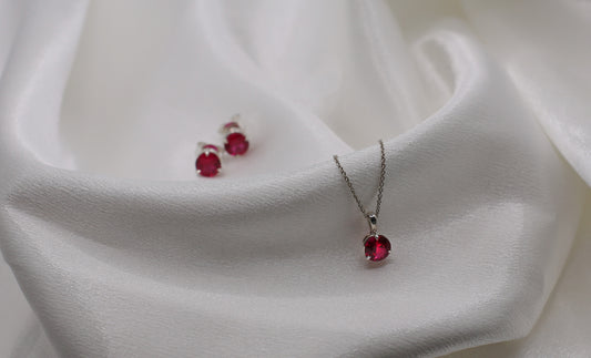 Zircon Martini Studs and Necklace